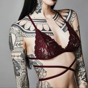 Widow Merlot Silent Heart Wrap Lace Bra